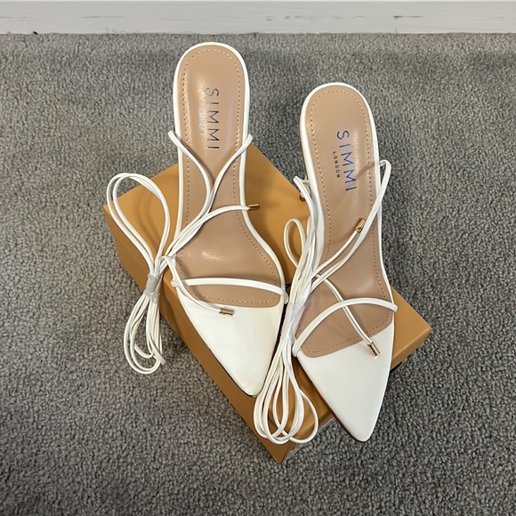 Simmi Shoes White Lace Up Heels US 9 - Picture 4 of 5
